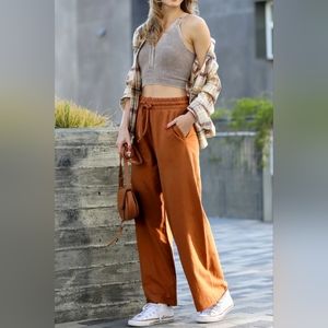 #153 🛑XL RAW HEM DRAWSTRING WIDE LEG PANTS